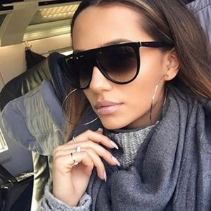 Black Large Metal Frame Sunglasses
